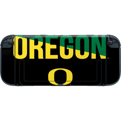 University of Oregon Split on Black Nintendo Switch 2 (2025) with Joy-Con Skin